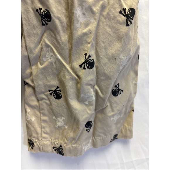 Boys Tan Skull and Crossbones Shorts size M 7  Cotton Open Trails boardshort - Picture 5 of 7